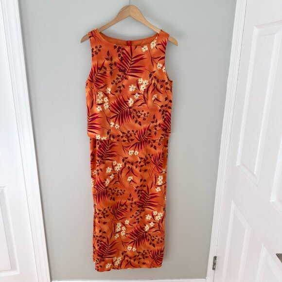 Coldwater Creek Orange Floral Hawaiian Print Maxi Dress - Picture 1 of 14